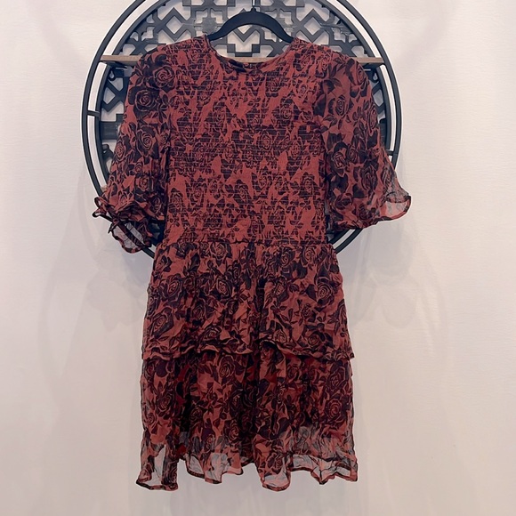 🧡 GANNI Beaumont Chiffon Tiered Dress - Picture 6 of 7